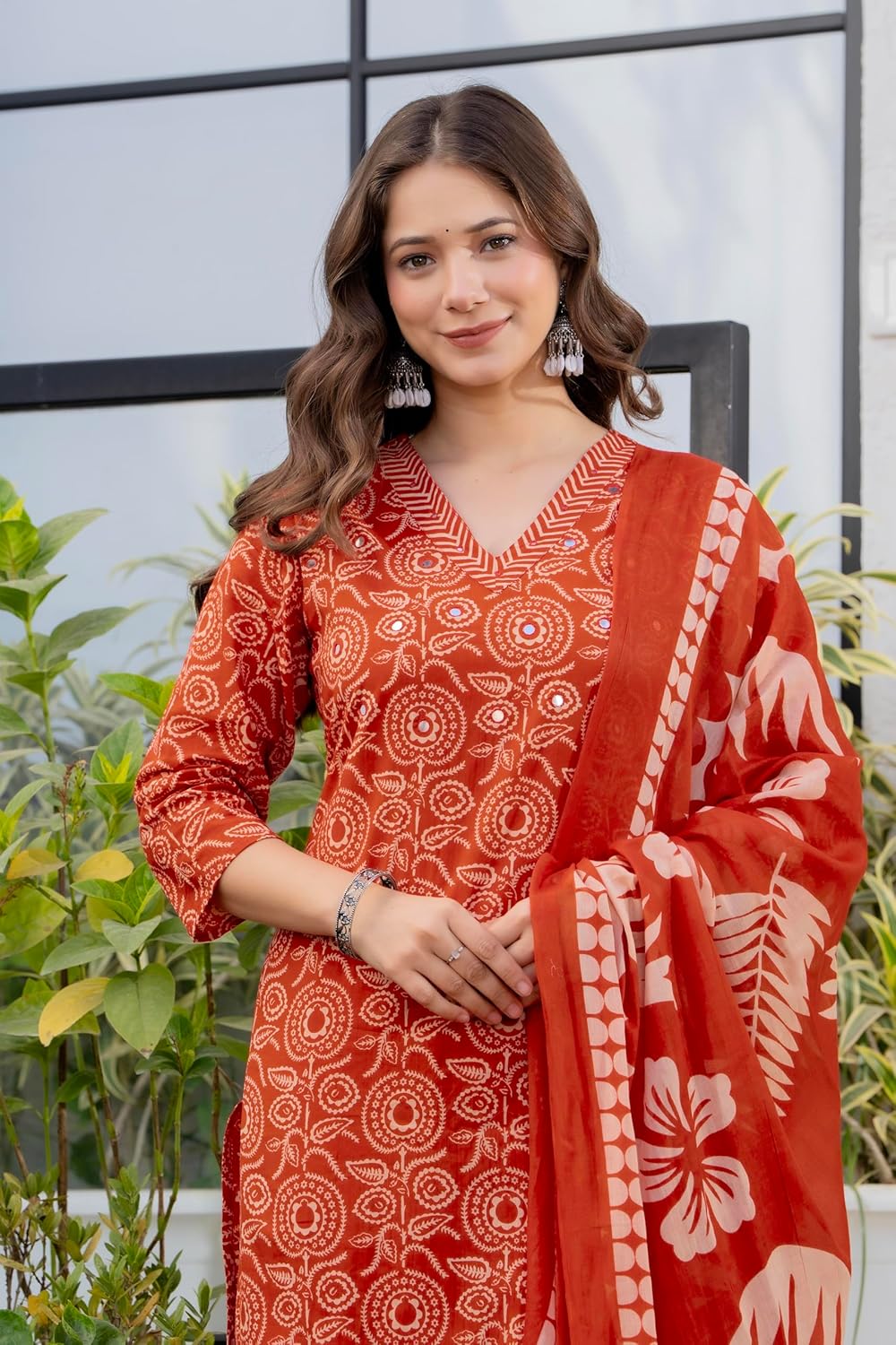 Women's Pure Cotton Kurta with Pants and Dupatta - Image 2