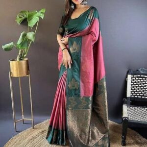 Woven Kanjivaram Art Silk, Cotton Silk Saree (Maroon)