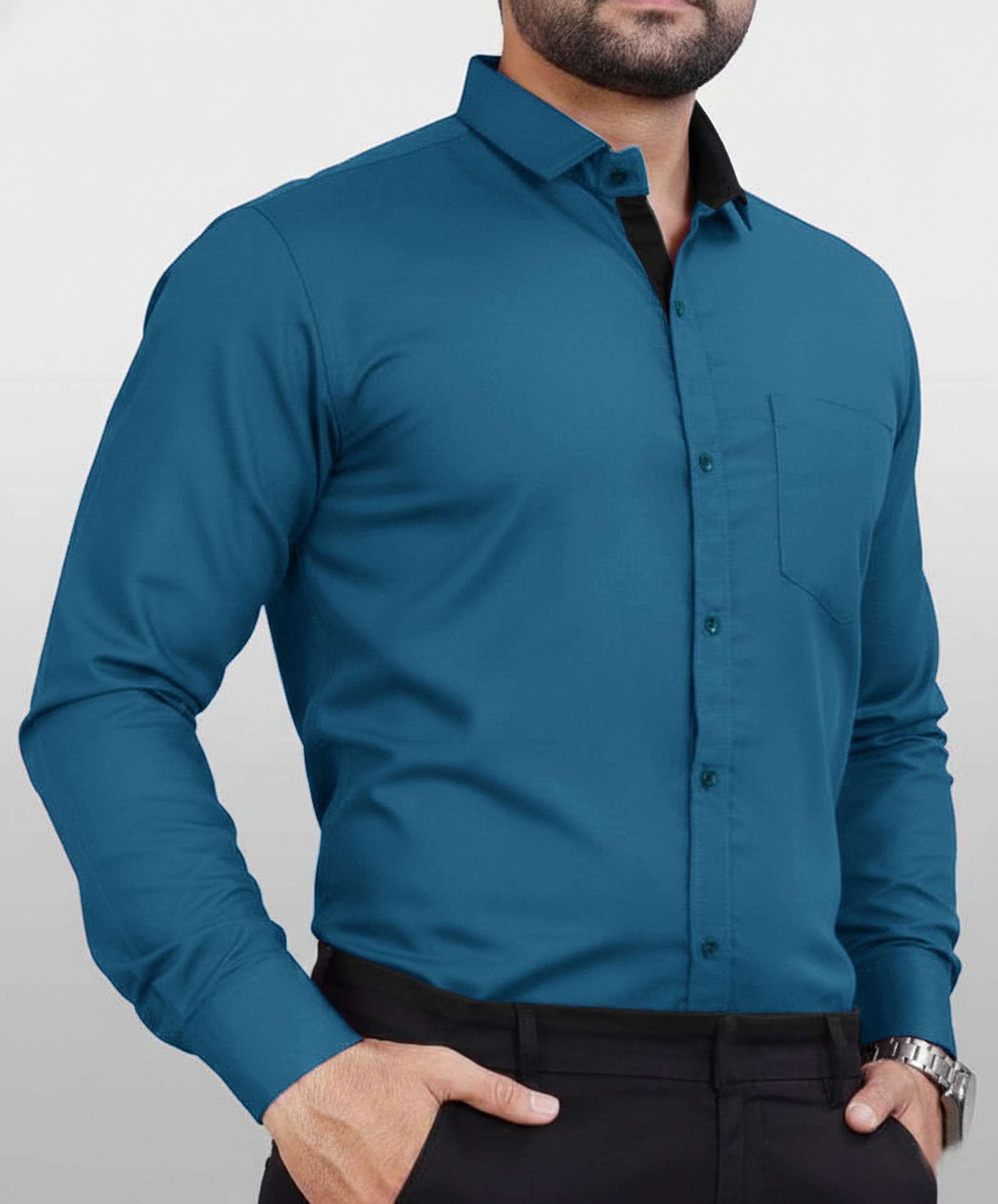 AVOLT Men Regular Fit Solid Spread Collar Formal Shirt