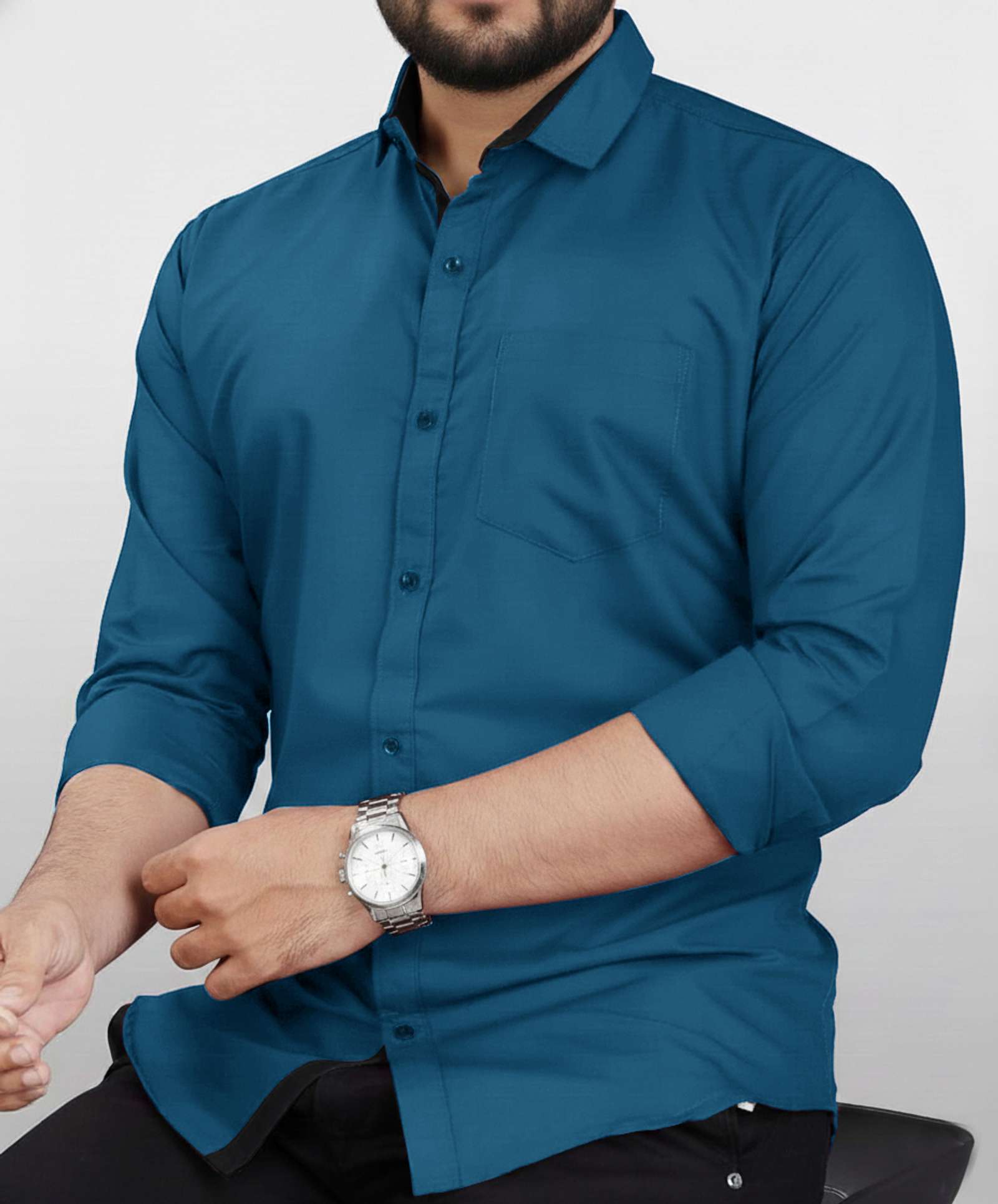 AVOLT Men Regular Fit Solid Spread Collar Formal Shirt - Image 3