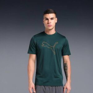 Men Printed Round Neck Polyester Green T-Shirt
