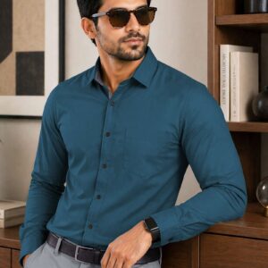 VeBNoR Men Regular Fit Solid Button Down Collar Formal Shirt